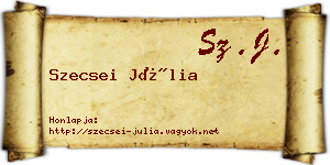 Szecsei Júlia névjegykártya