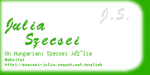 julia szecsei business card